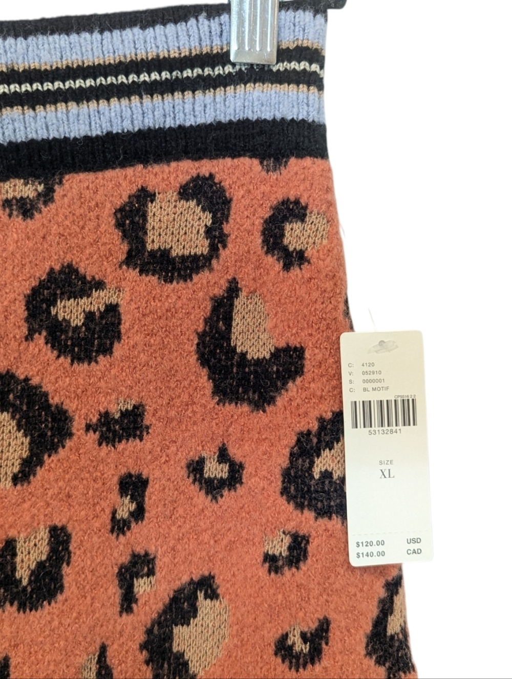 NWT Anthropologie Maeve Cheetah Orange, Black, Purple Sweater Knit Skirt Size XL - Picture 7 of 10